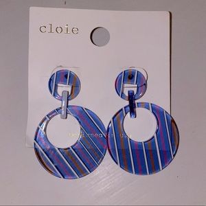 Cloie Red/White/Blue Striped Epoxy Drop Earrings